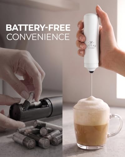 Image of Zulay Kitchen Rechargeable Milk Frother Handheld - Triple Coil Whisk, Electric Coffee Frother, Portable Hand Frother Wand, Drink Mixer for Matcha, Lattes & Cappuccinos, Kitchen Gifts - White