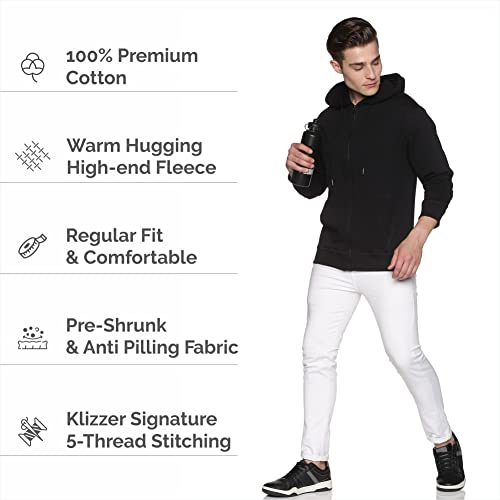 Men Zip Up Hoodie 100% Cotton Fleece Heavyweight Hooded Sweatshirt, Comfortable Full Zipper Jacket for Adults.4