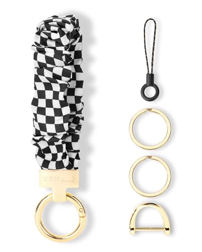 Image of WEESMILE Scrunchie Keychain Wristlet for Car Key Chain with D Key Ring