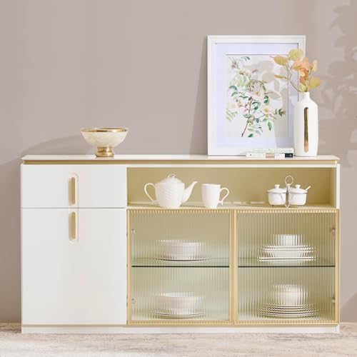 Image of Home Centre | Senorita Sideboard | Storage Cabinet for Home | Engineered Wood | Cream | 1 Year Warranty