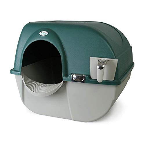 Omega Paw Premium Roll 'N Clean Self Cleaning Litter Box with Integrated Litter Step and Unique Sifting Grill, Regular Size, Forest Green