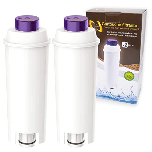 filtre delonghi – filtre eau Lot de 2 cartouche filtrante delonghi, compatible avec filtre delonghi autentica, filtre delonghi dinamica, filtre delonghi magnifica s, Séries ECAM, ETAM, ESAM