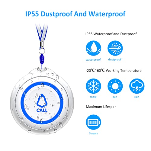 Caregiver Pager, Wireless Panic Buttons Elderly Monitoring Assistance Products For Seniors,Patients,Disabled,Intercom For Elderly At Home,Shower Room, Student At Classroom #TOP5