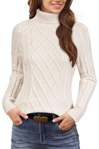 Newshows Pullover Damen Winter Rollkragen Strickpullover Langarm...