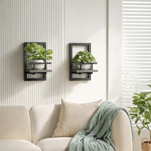 Image of Sbosbo Floating Shelves for Wall, Plant Shelf Indoor, Wall Planters for Indoor Floating Plant Shelves for Bedroom, Living Room, Kitchen, Office, Bathroom Decor (Grey, 3 Pack)