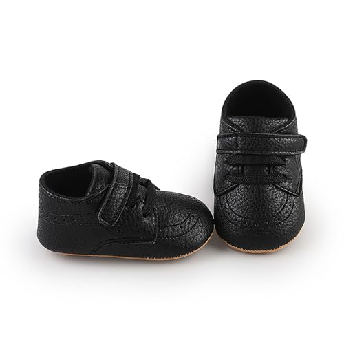Image of SOFMUO Baby Boys Girls High Top Ankle PU Leather Sneakers Soft Rubber Sole Infant Moccasins Newborn Oxford Loafers Anti-Slip Toddler Wedding Uniform Dress Shoes