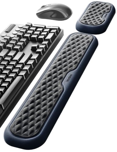 Vaydeer Wrist Rest for Keyboard and Mouse, Computer Ergonomic Wrist Support Pad, Soft Memory Foam Arm Cushion for Desk, Palm Hand Office Laptop Typing-Dark Black and Blue