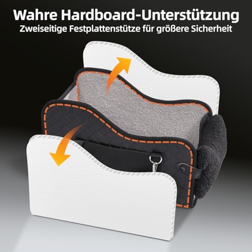 GGW Auto-Hundesitz für Kleine Hunde & Katzen | Sicherer Hunde-Sitz mit Doppelter Befestigung, Wasserdicht, Seitentaschen & Schnellmontage (Passt zu 99% Mittelarmlehnen) (Leder-Schwarz, Normaler Stil)