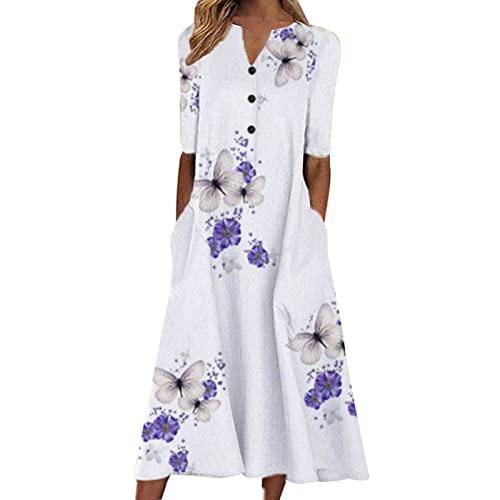 Robe longue d'été imprimé floral vêtement femme manches courtes style bohème chic