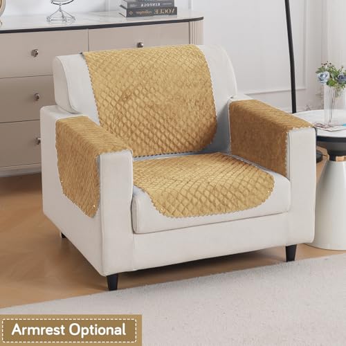 Image of HOKIPO Quilted Sofa Cover for 1 Seater for Seat & Back, 'Quilt Classic' Yellow (IN-925-YLW*2)