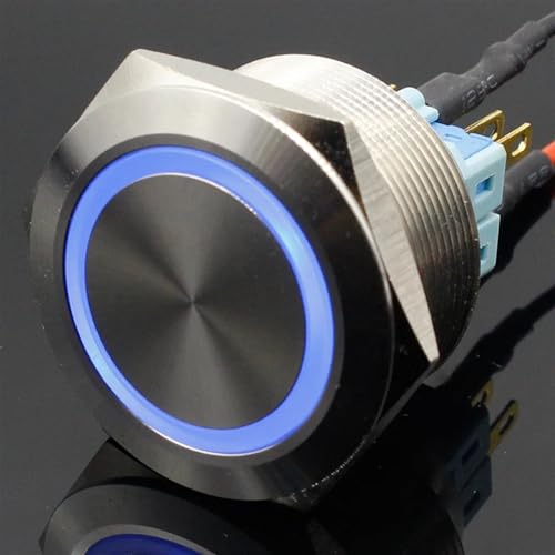 Interruptor de botón momentáneo de 30mm DPST 12V con luz LED amarilla para panel industrial 2