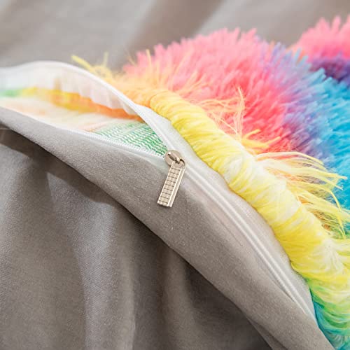 Zhuan Tie-Dye Long Pile Duvet Cover Set False Plush Quilt Cover Fluffy Fleece Bedding With 2 Pillowcases- 200X230Cm(78"X90") #TOP4