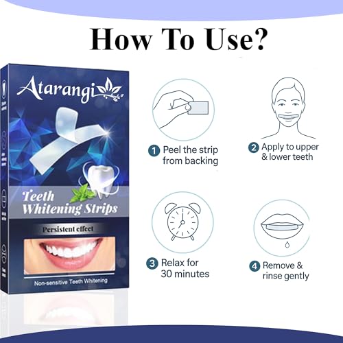 Image of Atarangi Teeth Whitening Strips - 14 PCS (7 Pairs) - Helps Remove Surface Stains from Coffee, Tea & Smoking - Easy Apply & Fresh Mint Flavour