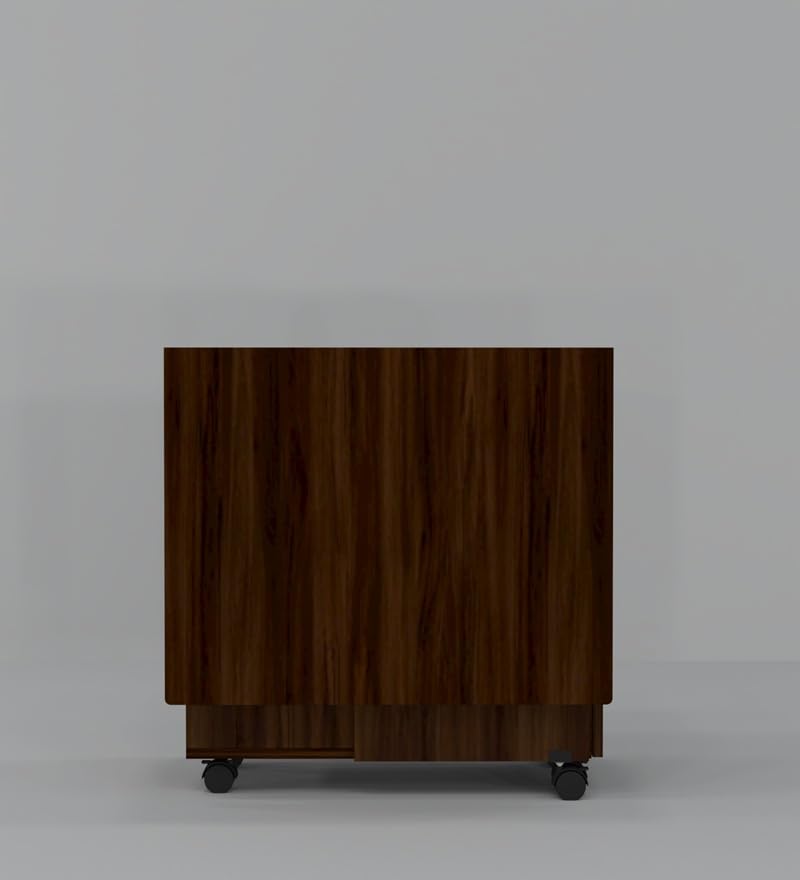 Image of SPECIALITY PANELS Folding Dining Table with 6 Wheels | Engineered Wood | Compact Design | Tables for Small Spaces | Termites Resistance | Kitchen Table in Redica Walnut Finish