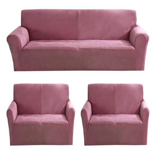 Image of Gifts Island Premium Velvet Sofa Cover 3 Seater and 2 Seater Fully Covered Universal 5 Seater Sofa Cover Non-Slip Sticky Elastic Stretchable Slipcover (Velvet Onion)