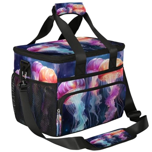 Aquatic Animal Insulated Picnic Backpack Lunch Box for Women Men Picnic Basket Tote Lunch Bag Picnic Bag Portable Lunch Bags for Picnic, Beach, Work, Trip,Office, Camp Jellyfish