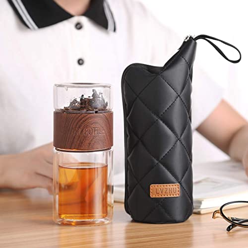 Oneisall Tea Infuser Bottle - 7Oz Glass Tumbler, Glass Travel Tea Mug For Loose Leaf Tea, Fruit And Cold Brew Coffee (Brown) #TOP2