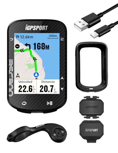 Conjunto iGPSPORT BSC300 Ciclocomputador de Bicicleta Computadora GPS de 2,4’’ Pantalla LCD en Color Carte de Navigation de Alto BLE5.0/Ant+, IPX7
