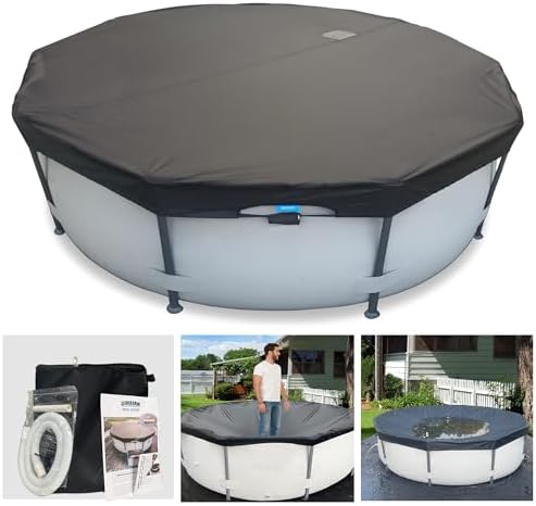14 Ft Pool Cover with Automatic Drain Above Ground Pool Cover, Easy Installation Round Pool Cover Protector, Round Hot Tub Cover Ideal for hydrophilic and Dustproof Winter Pool Cover