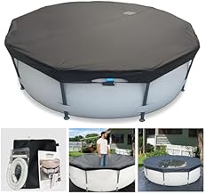 24 Ft Pool Cover, with Automatic Drain Round Pool Cover, One-Piece Quick Installation and