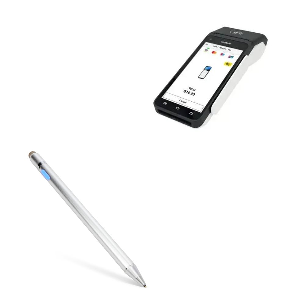 BoxWave Stylus Pen Compatible with Verifone M425 - AccuPoint Active Stylus, Electronic Stylus with Ultra Fine Tip - Metallic Silver