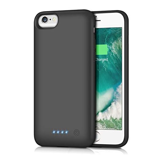 Gixvdcu Battery Case for iPhone SE(2020)/6/6s/7/8,6000mAh Portable Charger Case Protective External Battery Pack Rechargeable Charging Cover for iPhone SE(2020)/6/6s/7/8 (4.7inch)- Black