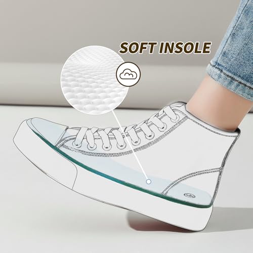 Image of Uoidru High Top Sneakers for Women Canvas Shoes White Canvas High Tops Women Casual Shoes Lace Up Fashion Sneakers