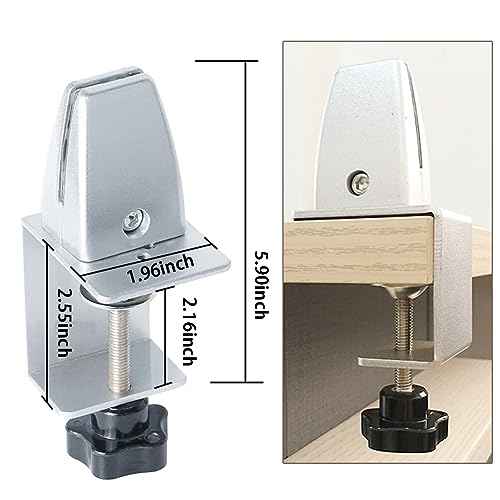 Image of 2Pcs Aluminum Adjustable C-Clamp Dual Direction Support Bracket for Tabletop and Desk Partition (Silver)