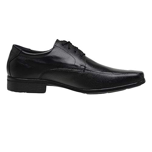 KIT Sapato Social Masculino Cinto e Porta Cartão Couro Preto 3010 Cor:Preto;Tamanho:42