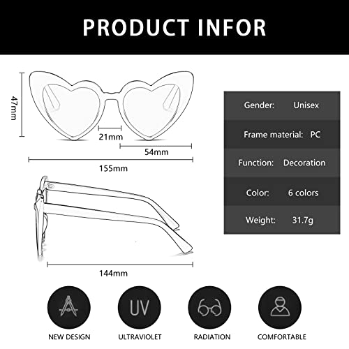 YAMEIZE Vintage Love Heart Shape Sunglasses - Mod Style Cat Eye UV400 Protection Glasses for Women4