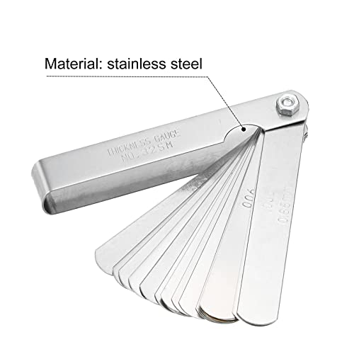 PATIKIL Feeler Gauge Dual Marked Measuring Tool 32 Blades Stainless Steel Silver and Gold String Action Ruler for Guitar Player - Image 3