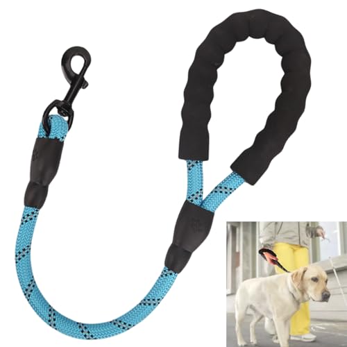 HAPPY SUGAR ショートリード 大型犬 60cm 犬 短引き 散歩 安心 コントロール 反射素材 スポンジグリップ 訓練 セーフティーリード (ブルー)