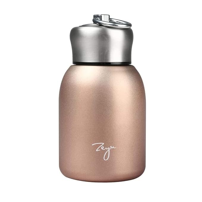 HOMEALEXA 10.15oz/300ML Mini Thermal Mug Leak Proof Vacuum Flasks Travel Thermos Stainless Steel Drink Water Bottle Thermos Cups for Indoor and Outdoor (Rose Gold)