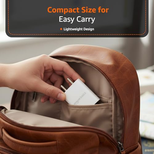 Image of Amazon Basics 25W Compact Wall Charger | Type-C Fast Charging Adapter for Samsung, Xiaomi Phones and iPhone (White, Without Cable)