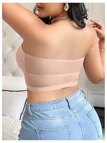 Image of MakeMeChic Women's Plus Size Strapless Bras Front Closure Half Push Up Bra Bandeau Wireless Bralette for Large Bust