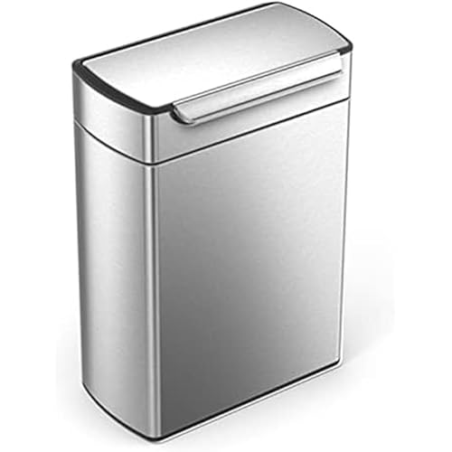 simplehuman 48 Liter / 12.7 Gallon Touch-Bar Dual Compartment Kitchen Recycling Trash Can, Brushed Stainless Steel