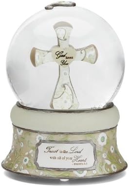 Pavilion Gift Company Perfectly Paisley Trust in The Lord 100mm Musical Water Globe with Tune Amazing Grace, Reads Trust in The Lord with All Your Heart - Proverbs 3:5, 6-Inches Tall