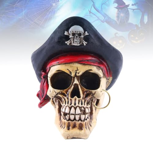 Decoración de Halloween de calavera pirata Kichvoe con diseño agrietado resistente 5