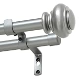 H.VERSAILTEX Double Curtain Rods for Windows 16.2 to 43.8 Inches 3/4 inch Diameter Adjustable Decorative Telescoping Double Curtain Rod with Brackets Heavy Duty Splicing Curtain Rods, Goldish Nickel