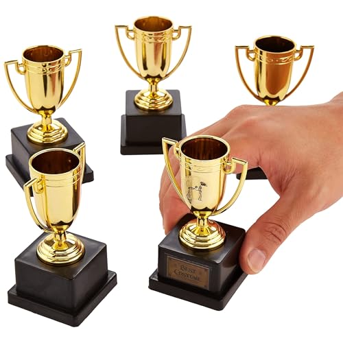 Halloween Costume Contest Trophies, 5-Pack – Customizable Party Awards with 24 Stickers with Categories & Poses - Fun Awards for Home, Work, School & Bar Costume Parties Supplies, Games & Decorations - Thumbnail 2