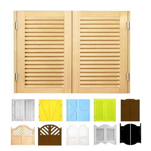 Puerta Vaiven de madera de pino, Puertas de Salón oscilante, Puerta Abatible de Café, Puertas De Vaquero Madera Maciza, Cierre Automático, para Balcón, Cuarto de Guardarropas