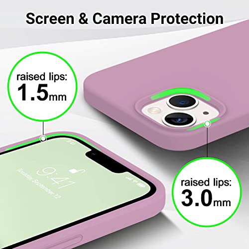 Image of DIZORO Compatible with iPhone 13 Case, Liquid Silicone Case, Full Body Protective Cover, Shockproof, Slim Phone Case, Anti-Scratch Soft Microfiber Lining, 6.1 inch - Lilac
