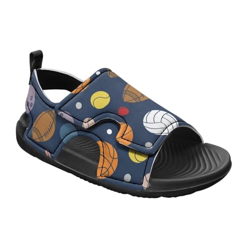 Pointodoor Boys Ball Print Sandals Summer Cute Outdoor Athletic Sport Sandals for Kids Size 13 Adjustable Open Toe Pool Beach Water Shoes Toddler/Little/Big Kids