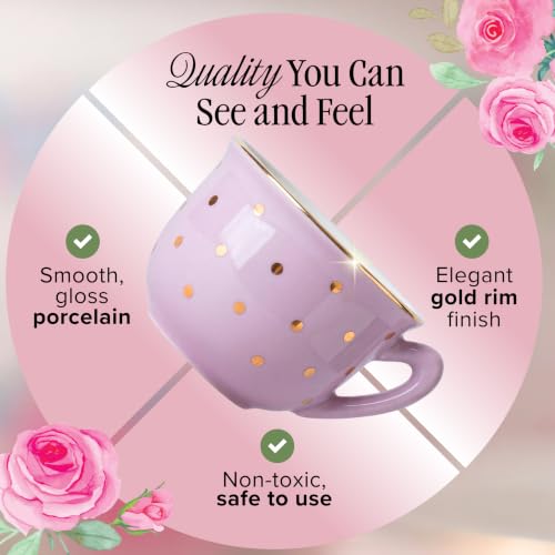 Image of Giggle & Honey Porcelain Tea Party Set for Girls, Pastel Tea Set for Toddlers with Teapot and Cups, Kids Teacup Sets for Little Girl with Carry Case, Birthday Gifts for Girls 3, 4, 5, 6, 7, 8 Years