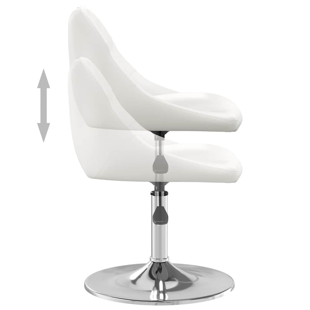 Lot de 4 chaises de salle à manger pivotantes en similicuir blanc réglable