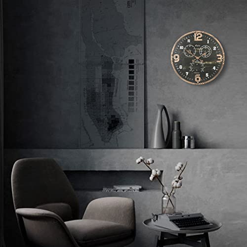 Sfycc Black Retro Silent Non-Ticking Wall Clock，Battery Operated Indoor Decorative Wall Clock Retro Modern Round Quiet Clock For Living Room Office Kitchen School Home Decor (14In) #TOP5