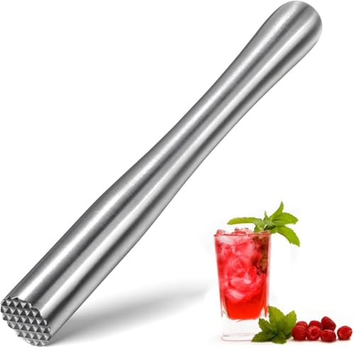 QHFlashbuy Pilon à Glace,Pilon à Cocktail en Acier Inoxydable,Cocktail pour Citron Vert,Pilon à Cocktail De Bar pour Concasser des Glaçons Mojito Cuisine...