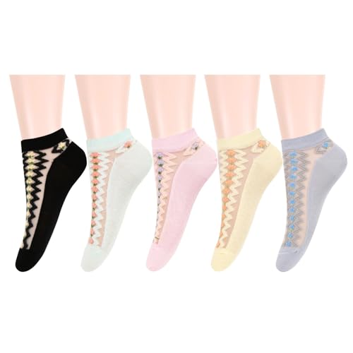 Benefeet Sox Womens Sheer Socks Girls Lace Mesh Ankle Socks Transparent See Through Summer Sock Ultra Thin Nylon Short Sock