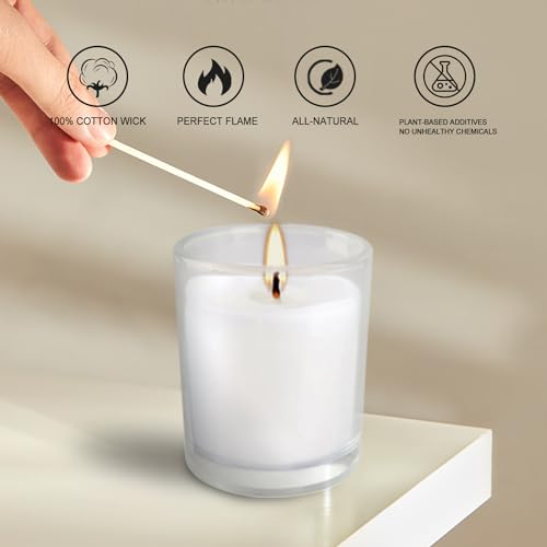 image for 20 Pack Warm White Unscented Clear Glass Filled Votive Candles. Hand P