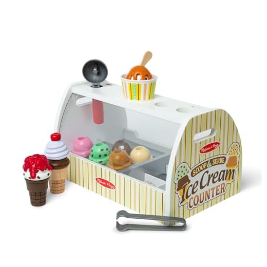 Melissa & Doug Eis Holzspielzeug ab 3 Jahre & Küchenzubehör Kinder Holz | Montessori Spielzeug ab 3 Jahre | Eisdiele Kinder Holz für Rollenspiele mit Einkaufsladen | Kinderküche Kaufläden & Zubehör